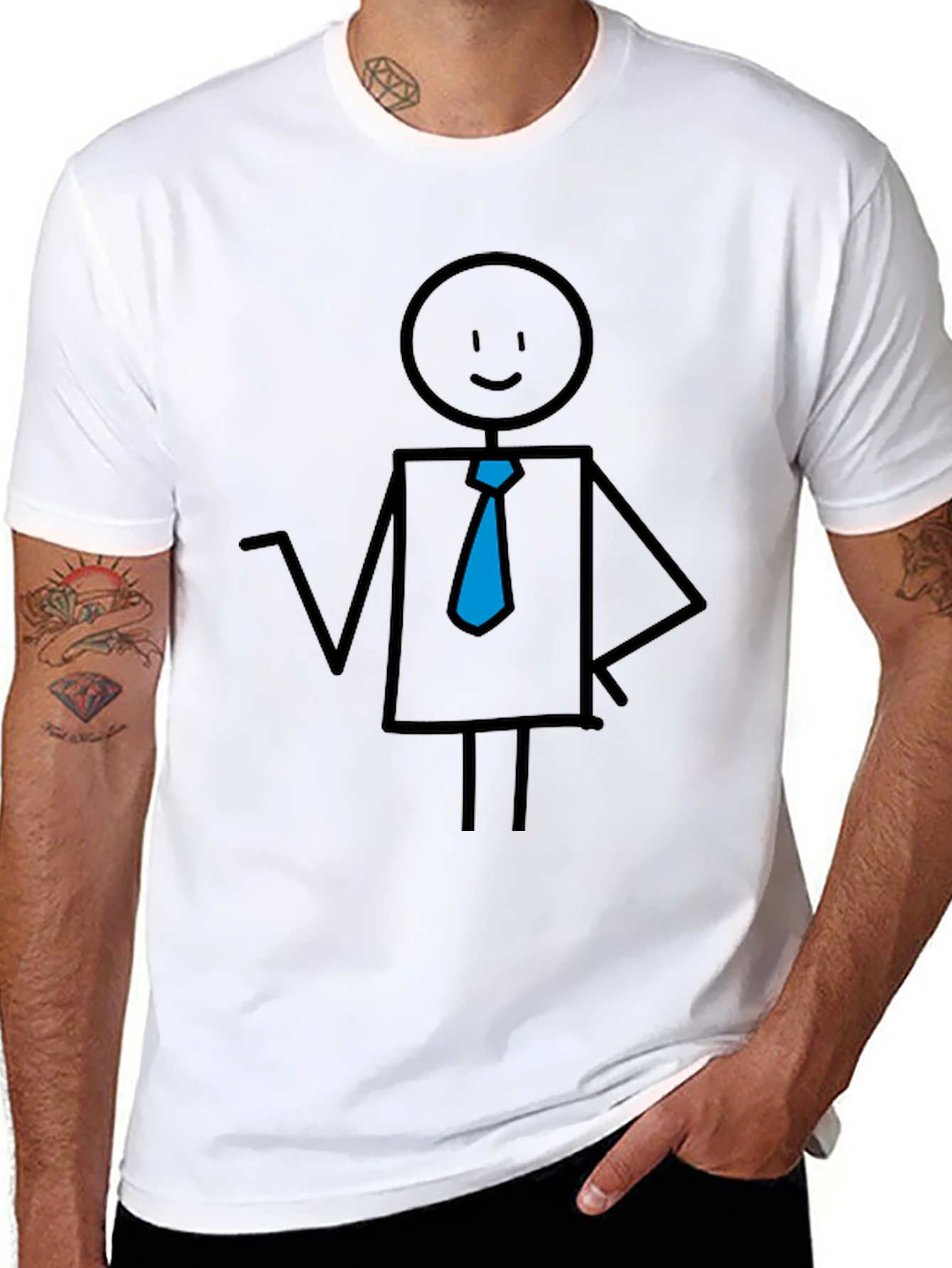 Stick Figure Business Casual Black Tee