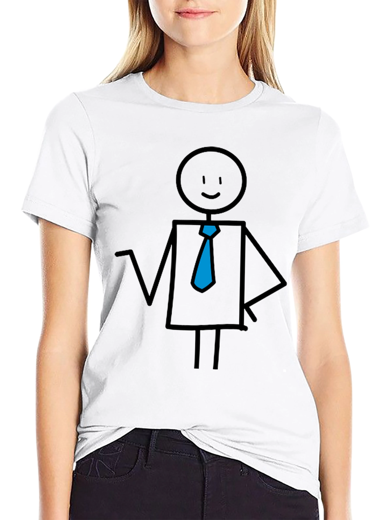 Stick Figure Business Casual Black Tee