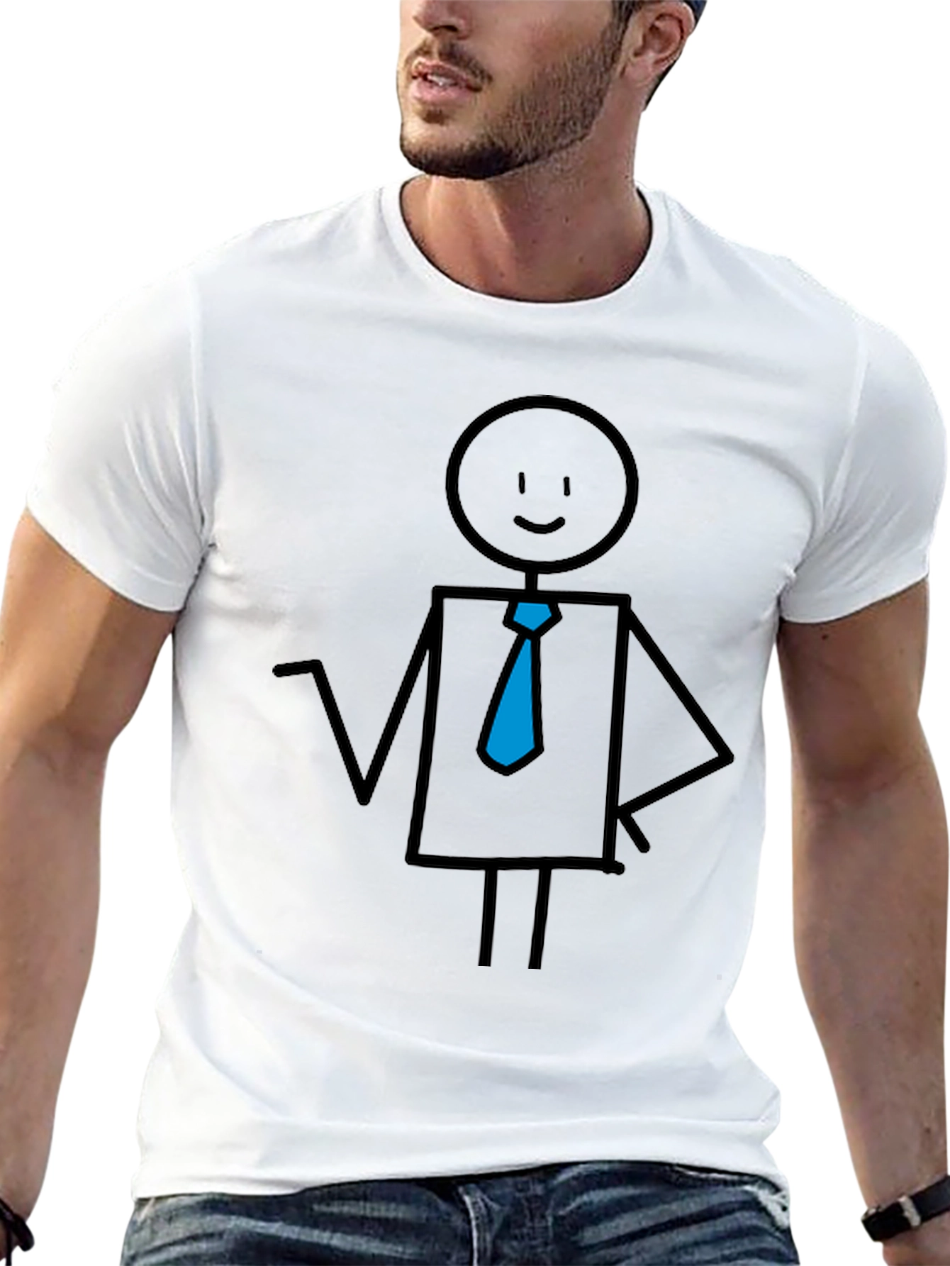 Stick Figure Business Casual Black Tee