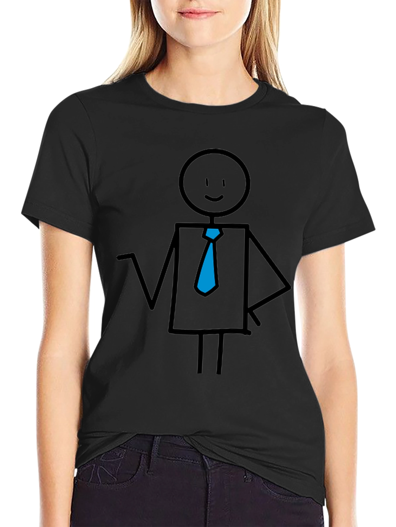 Stick Figure Business Casual Black Tee