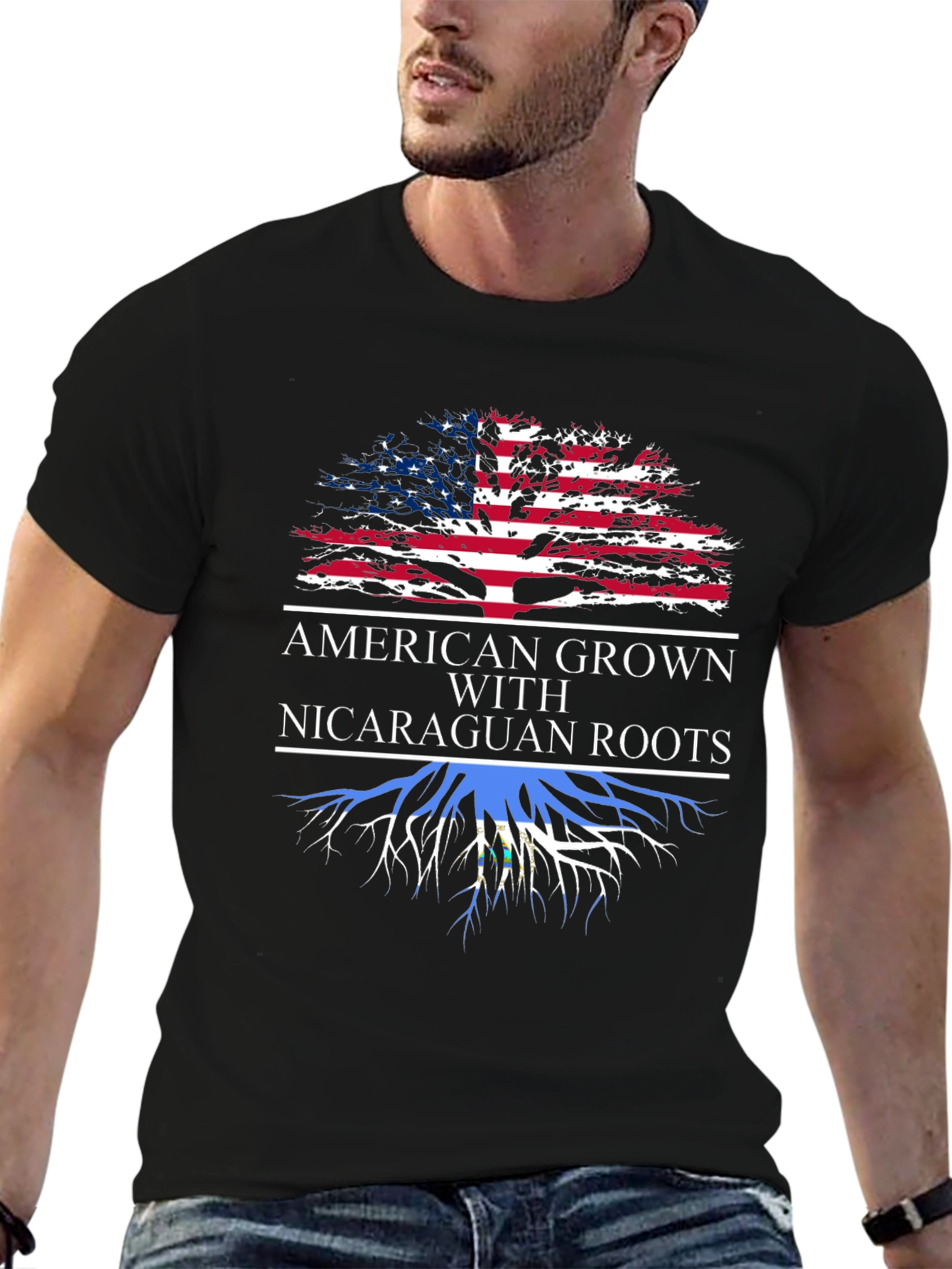 American Grown Nicaraguan Roots Graphic T-Shirt