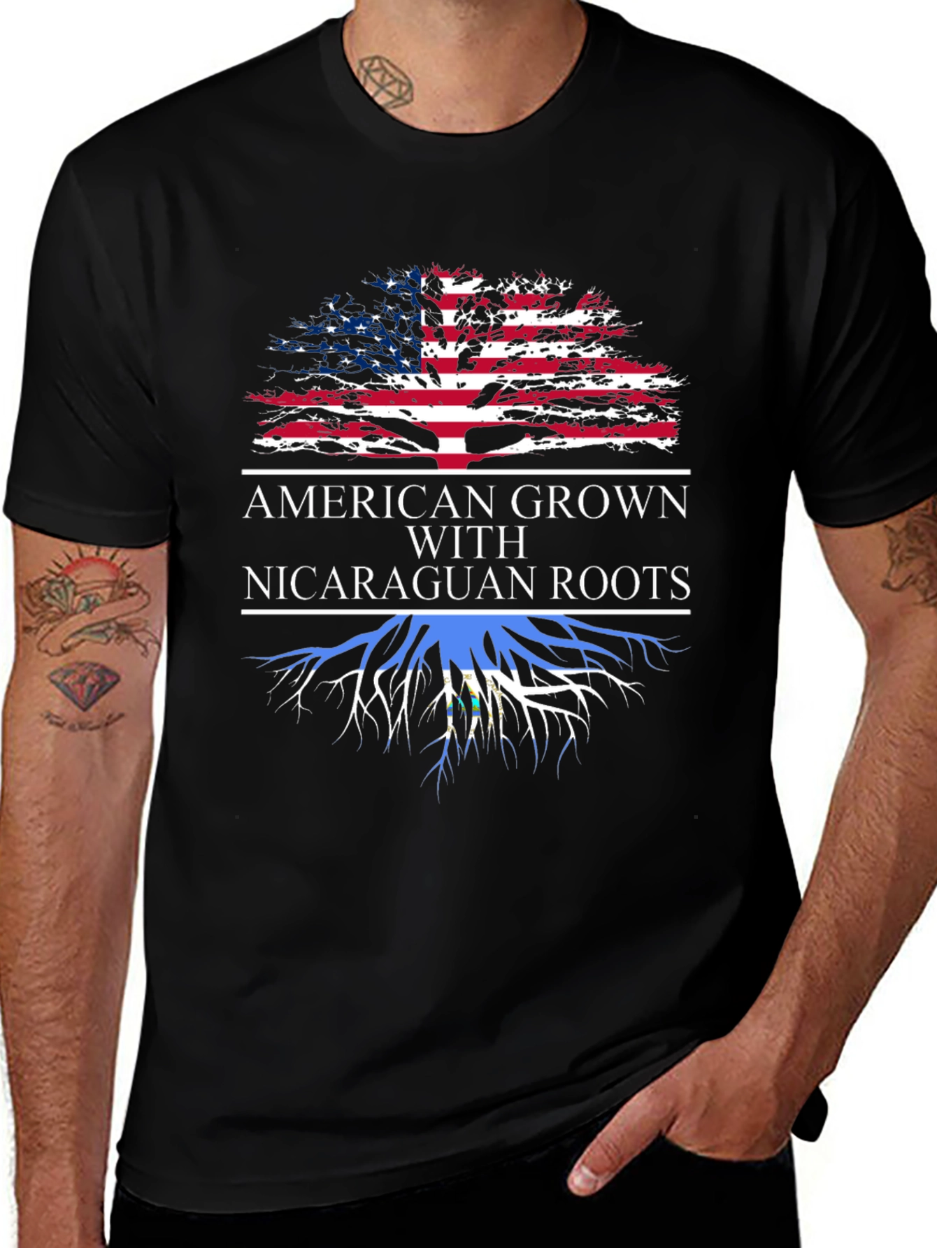 American Grown Nicaraguan Roots Graphic T-Shirt