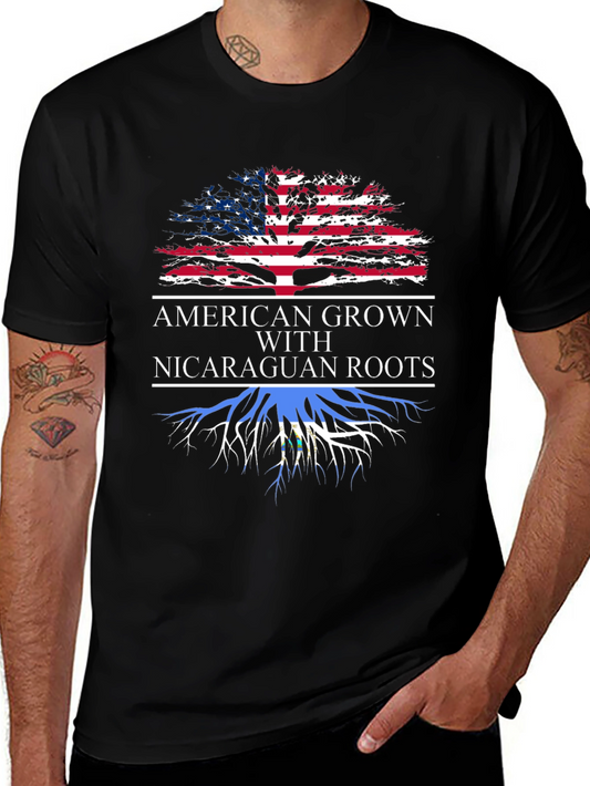 American Grown Nicaraguan Roots Graphic T-Shirt