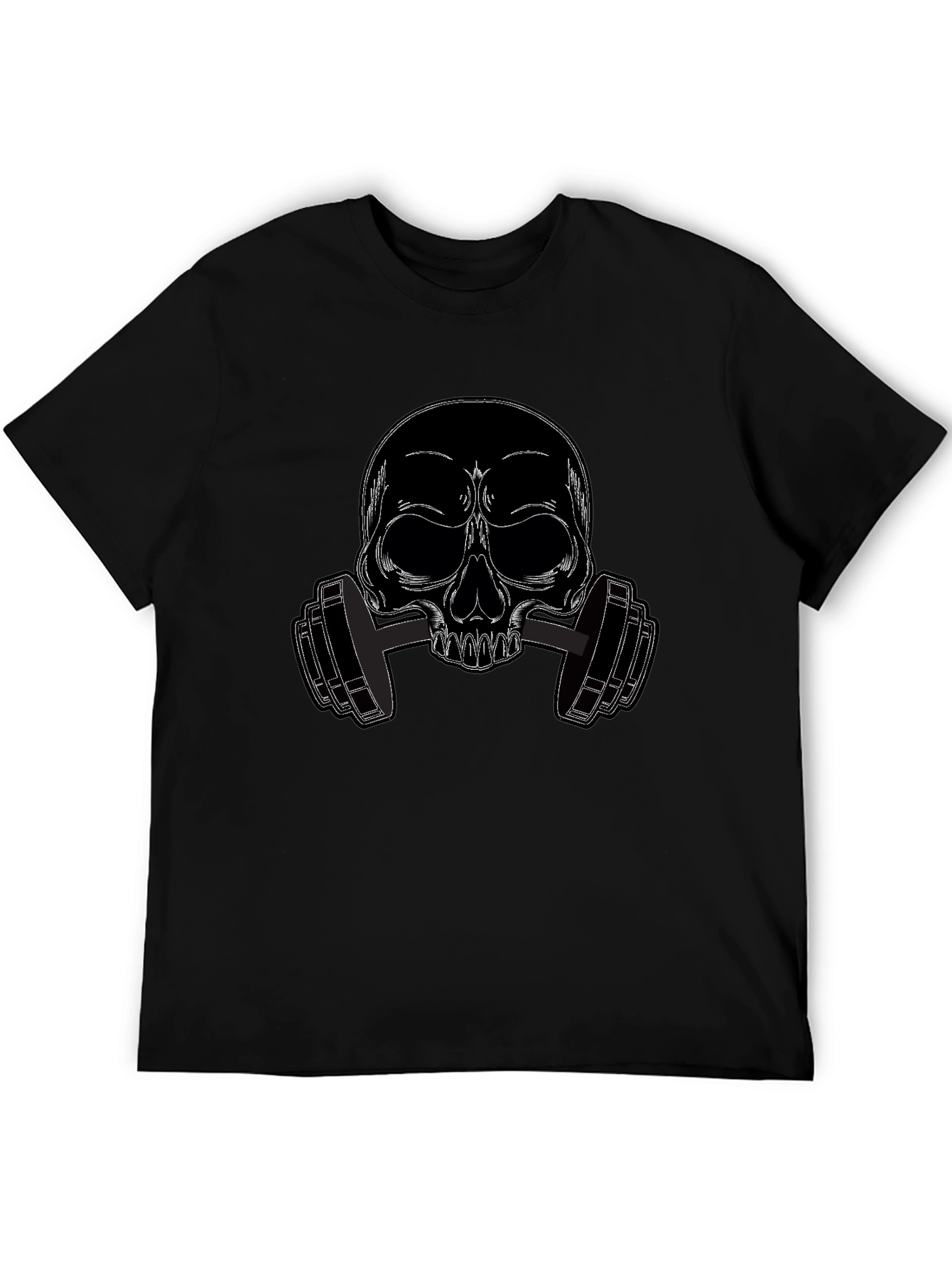 Skull Dumbbell Graphic Tee - Black
