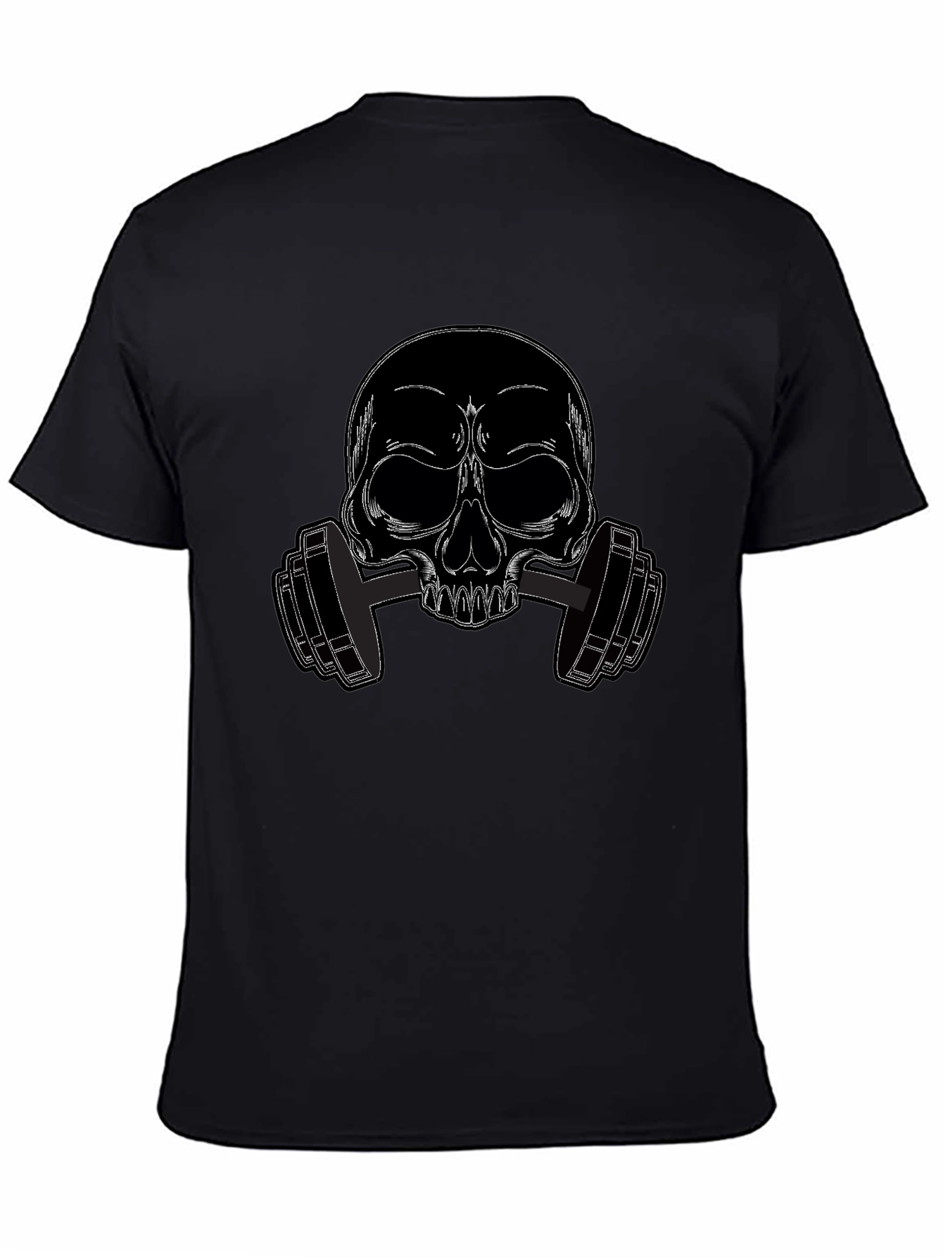 Skull Dumbbell Graphic Tee - Black