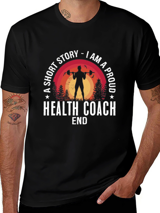 Proud Health Coach Graphic Tee - Fitness Lifestyle Shirt