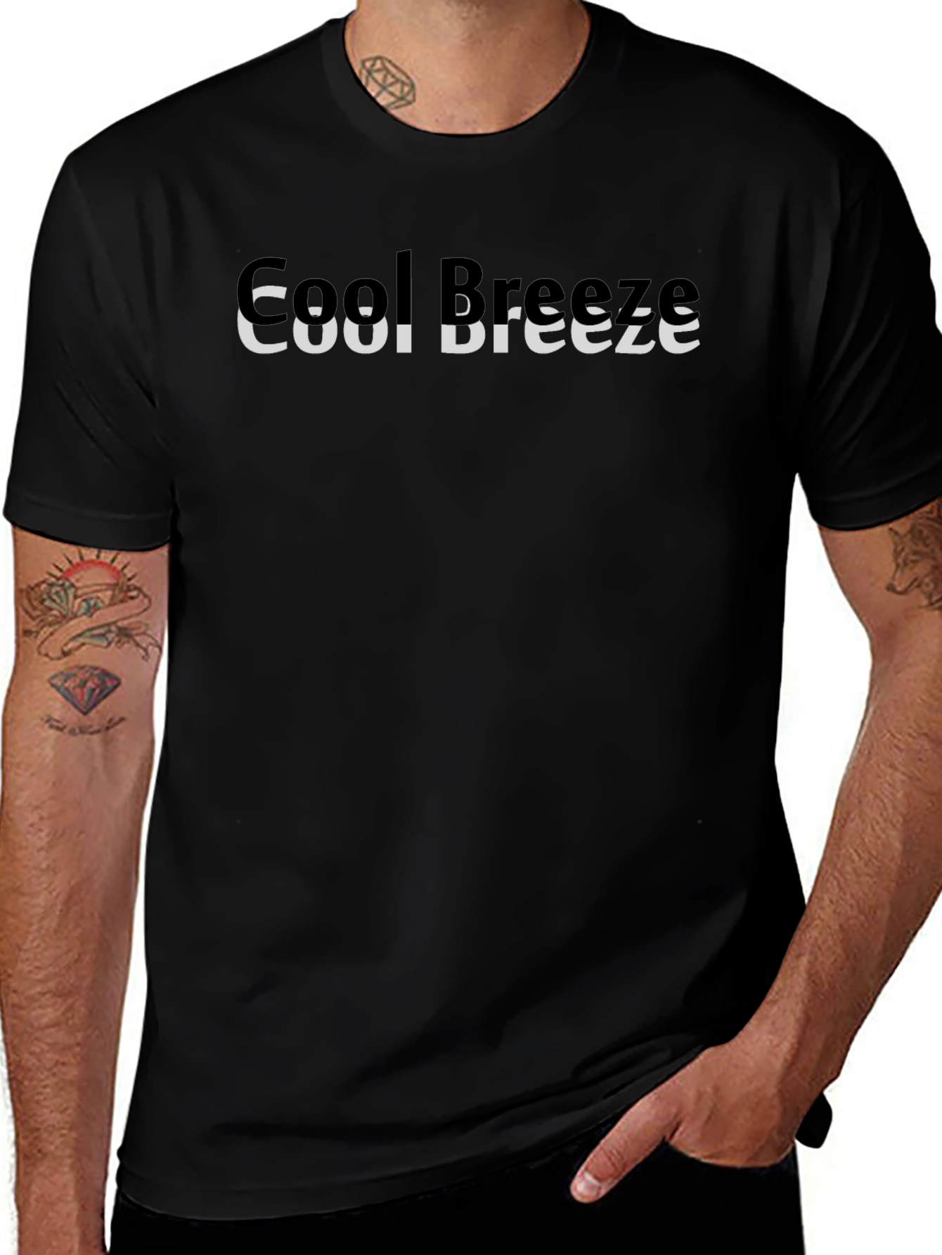 Cool Breeze Black Graphic Tee for Men