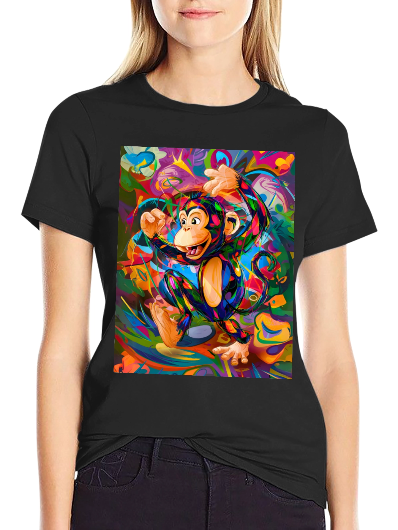 Vibrant Monkey Graphic T-Shirt