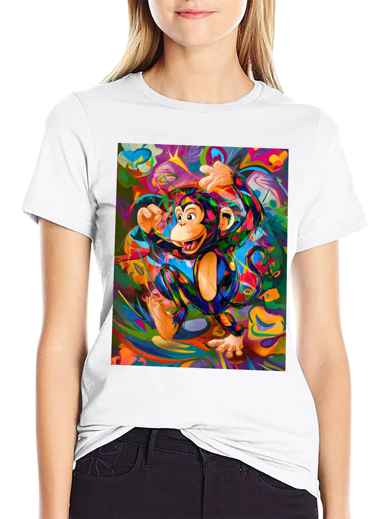 Vibrant Monkey Graphic T-Shirt