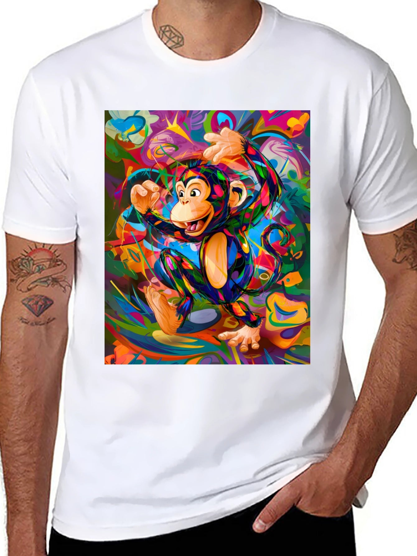 Vibrant Monkey Graphic T-Shirt