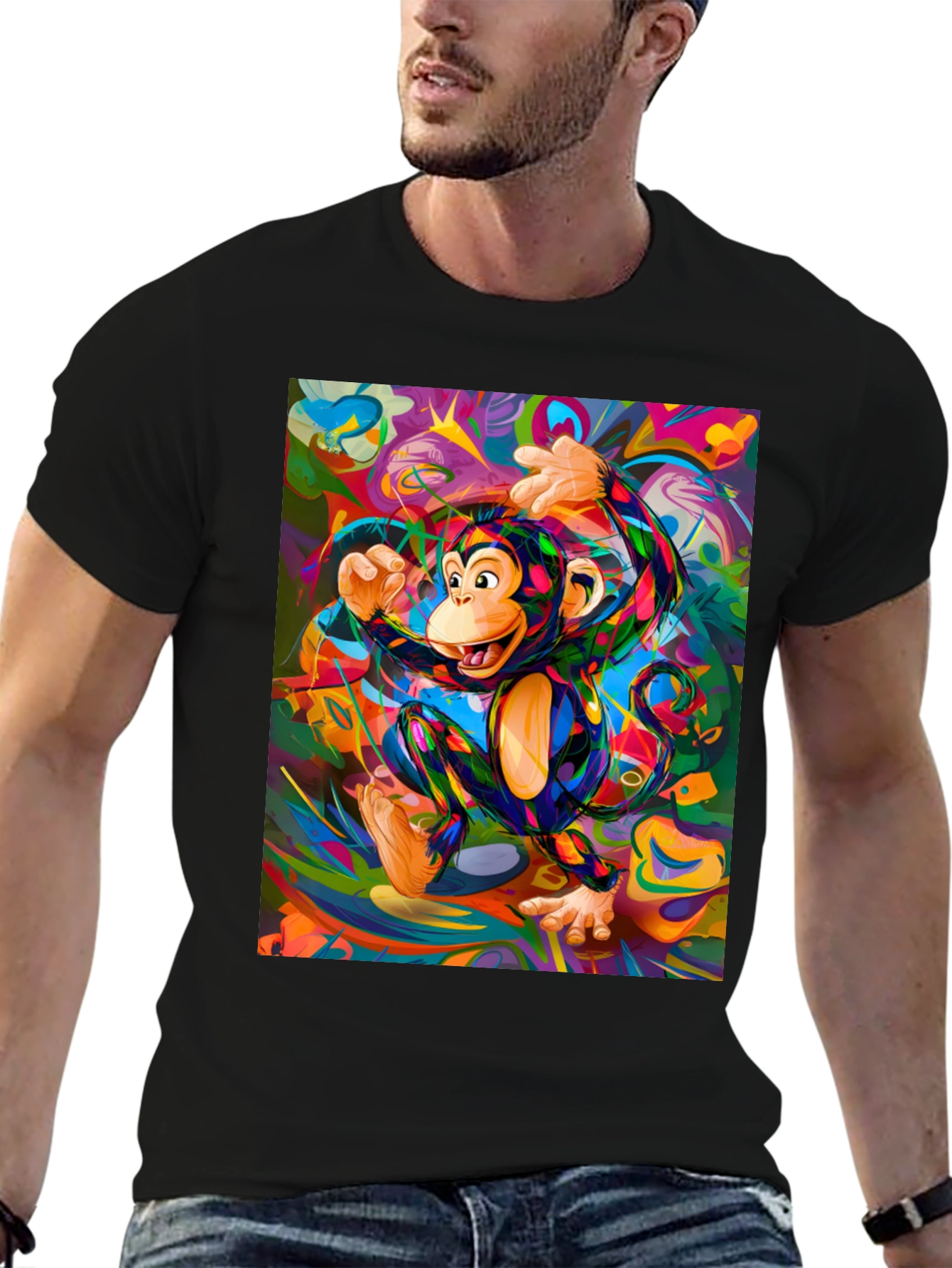 Vibrant Monkey Graphic T-Shirt