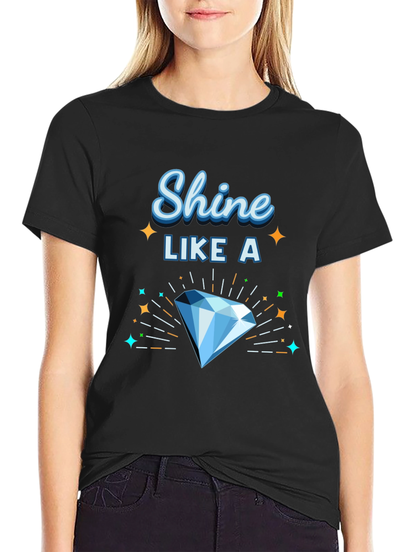 Shine Like a Diamond Graphic Tee - Black