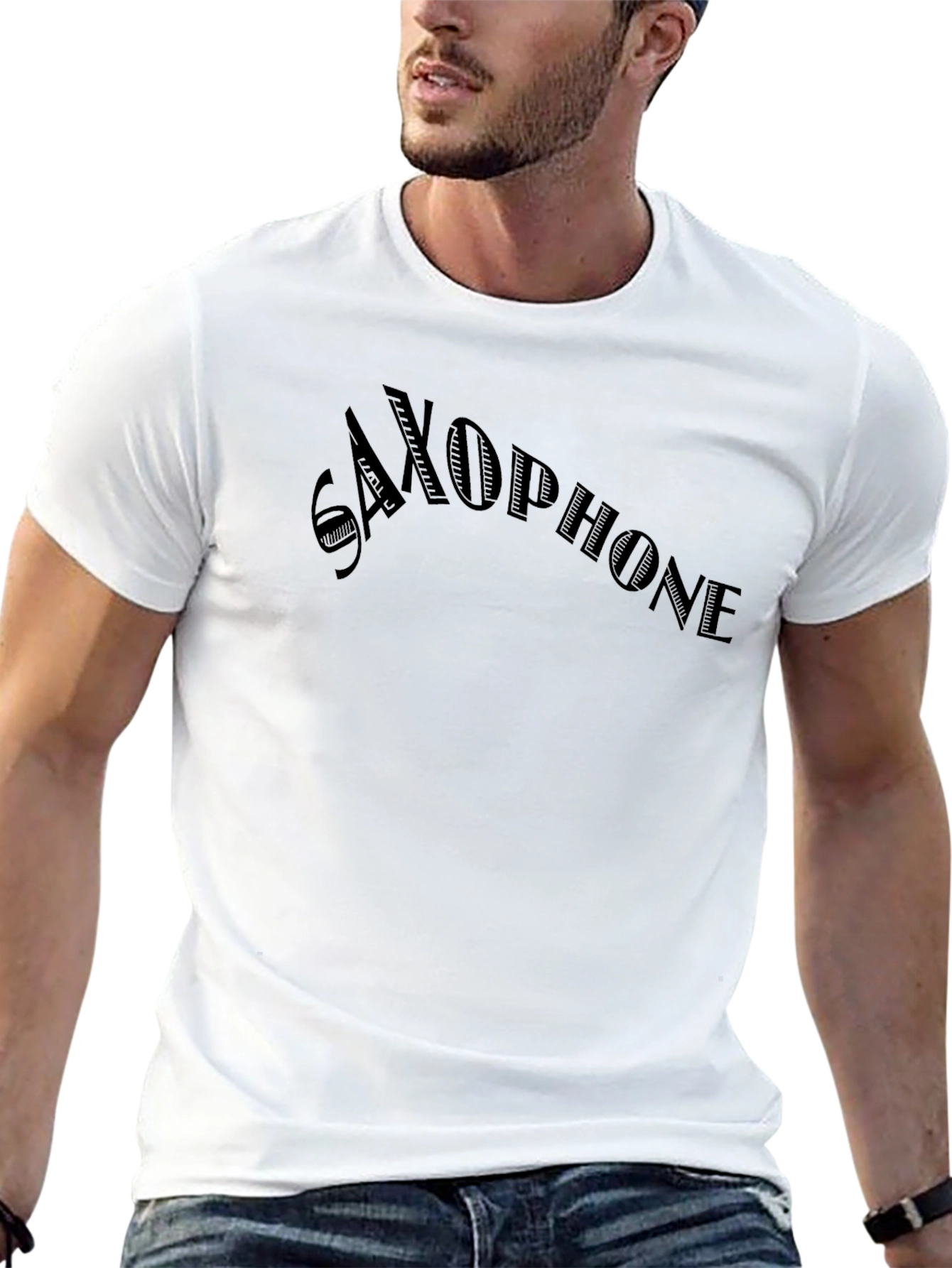 Saxophone Graphic Tee - Solid Black
