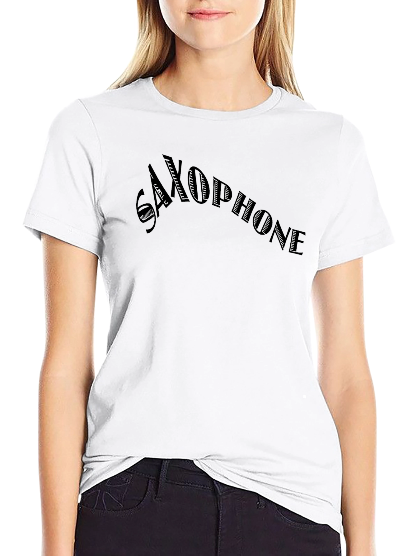 Saxophone Graphic Tee - Solid Black