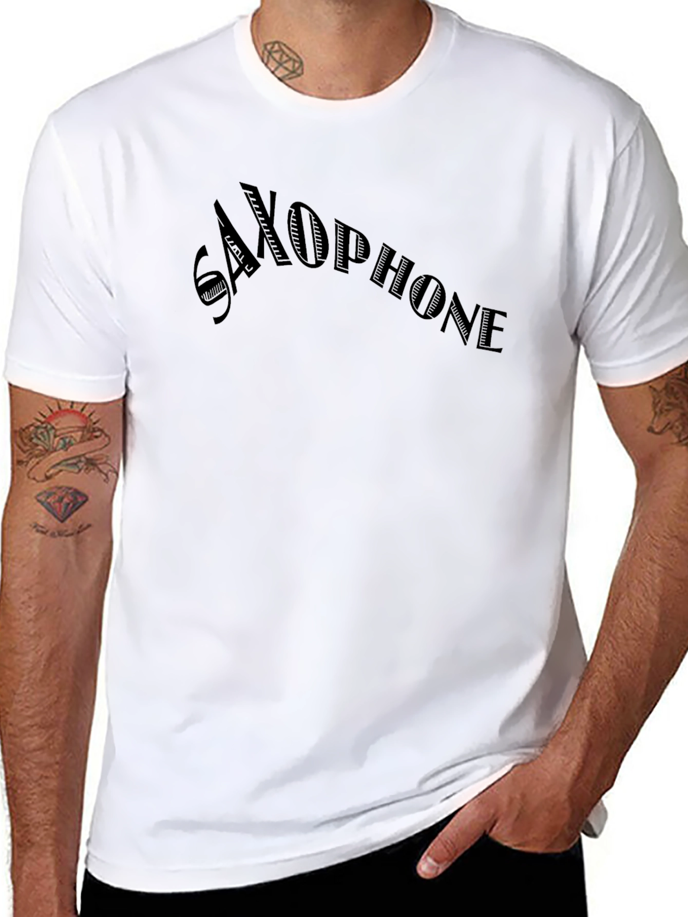 Saxophone Graphic Tee - Solid Black