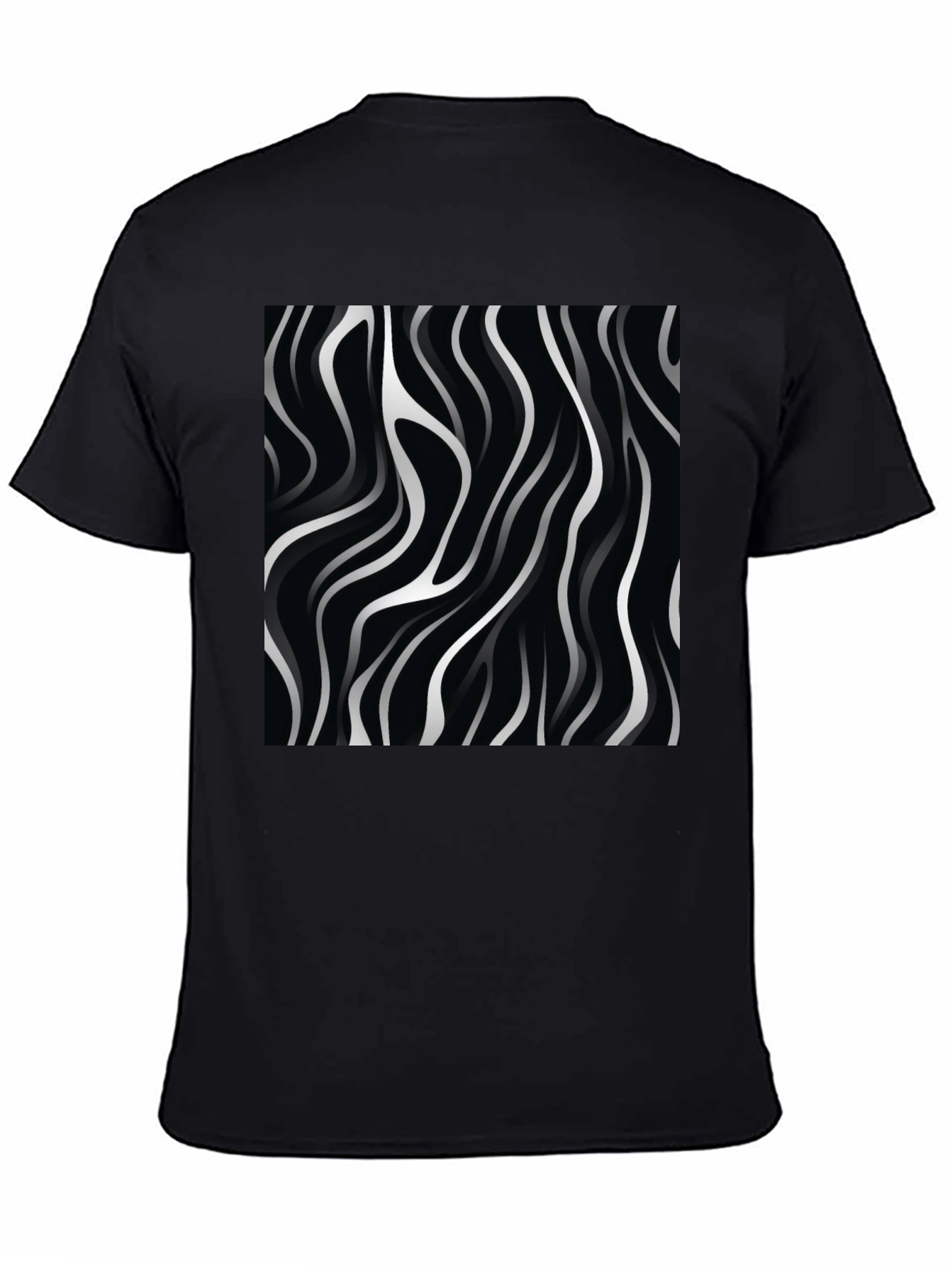 Abstract Wave Design Black T-Shirt