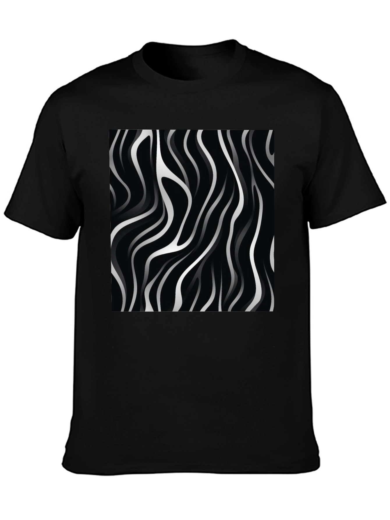 Abstract Wave Design Black T-Shirt