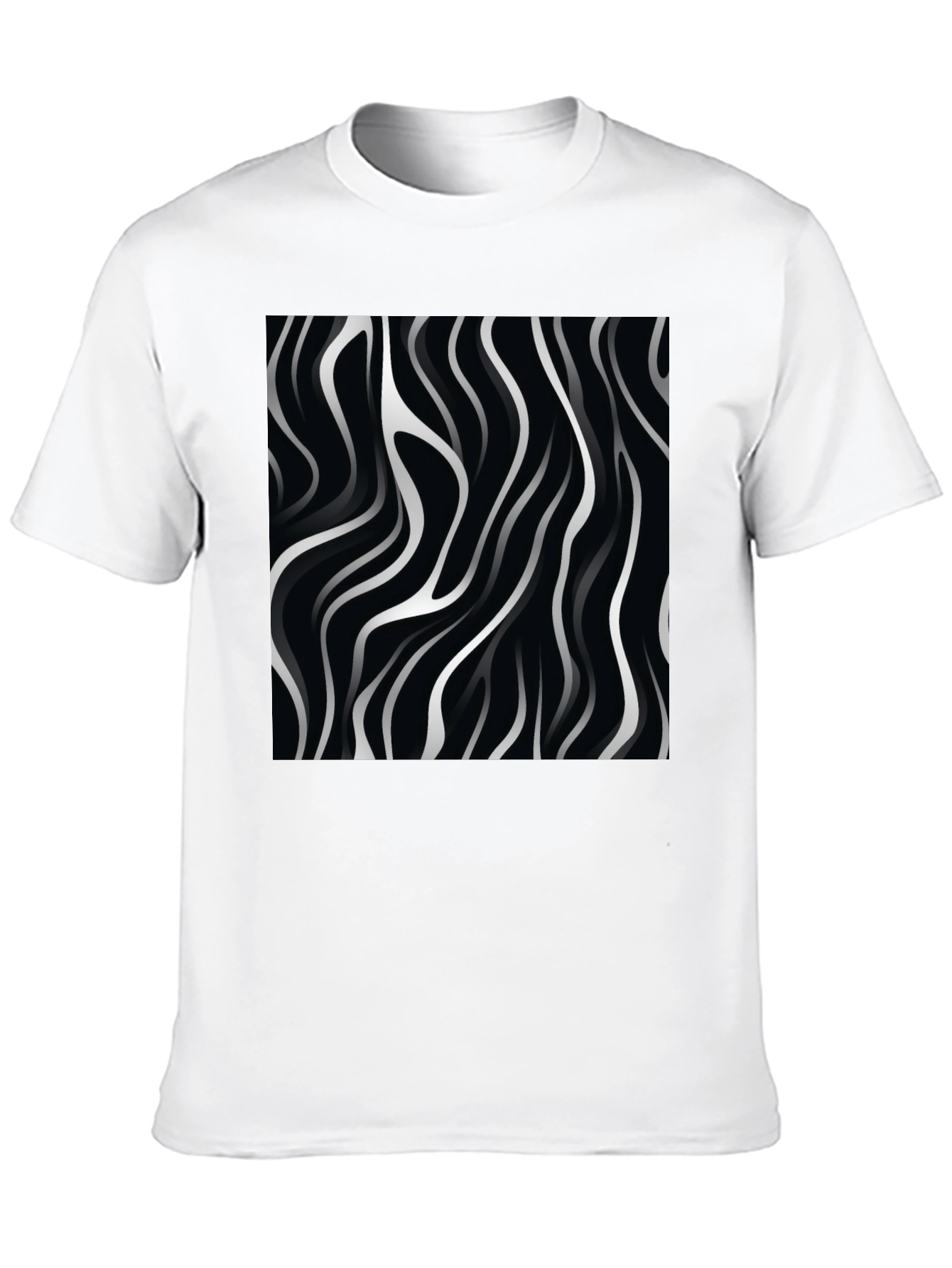 Abstract Wave Design Black T-Shirt