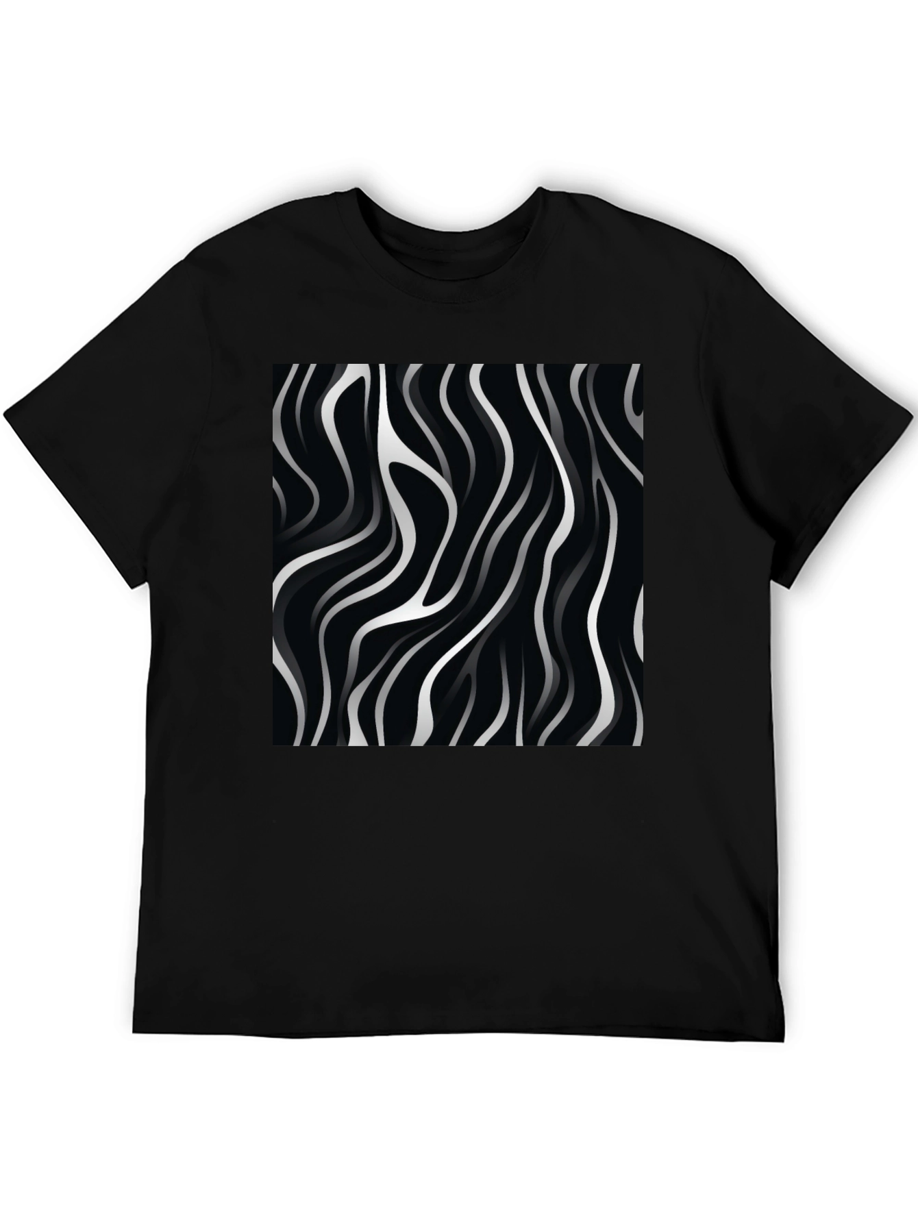 Abstract Wave Design Black T-Shirt