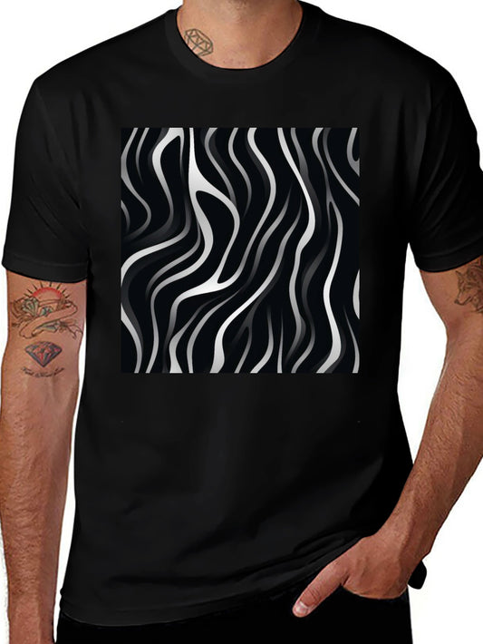 Abstract Wave Design Black T-Shirt