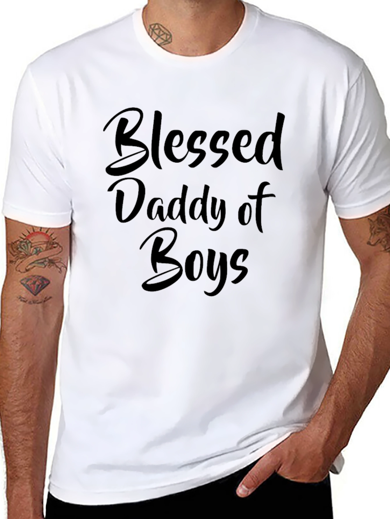 Blessed Daddy of Boys Black Graphic Tee