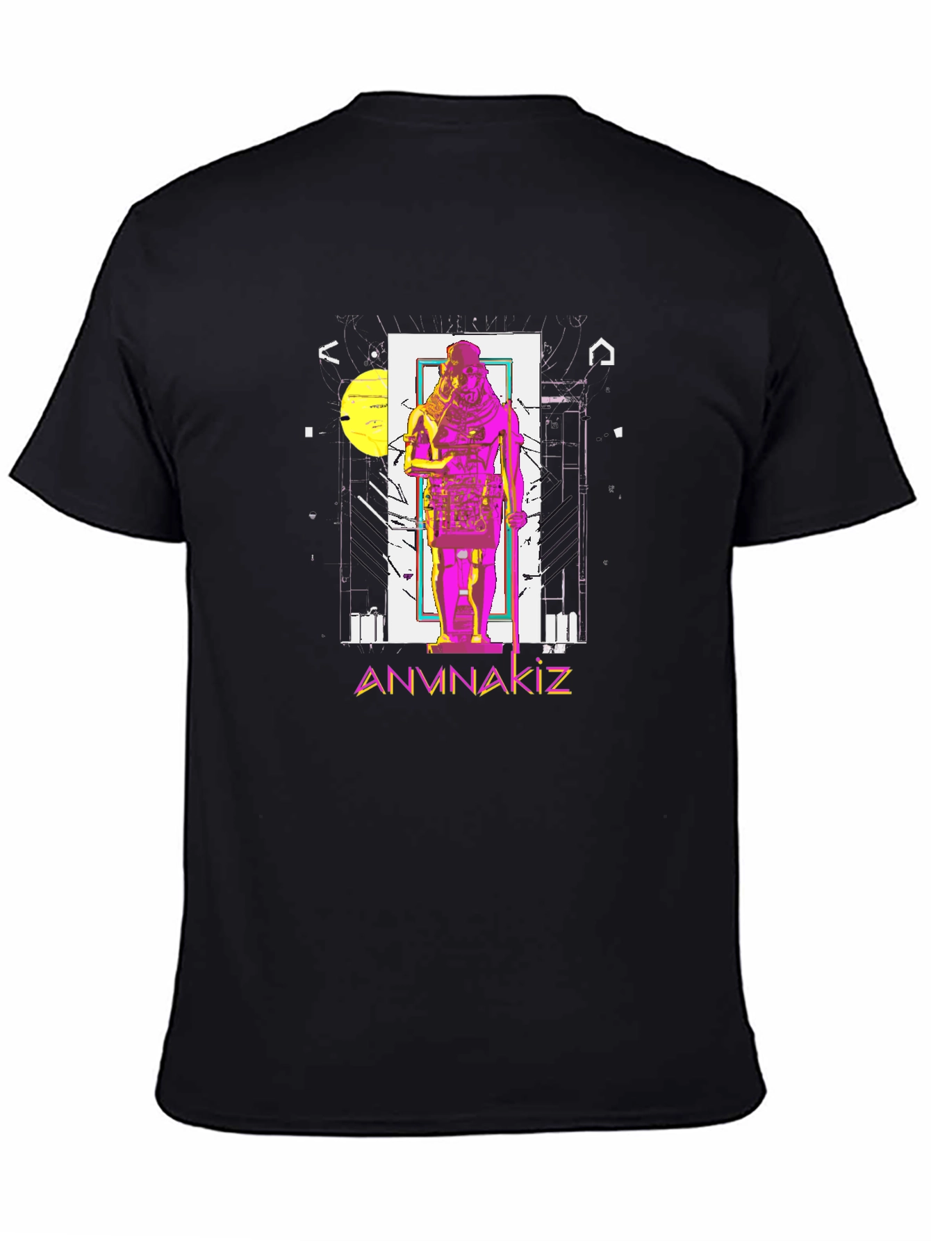 Anunnaki Graphic Tee - Black Cotton Blend T-Shirt