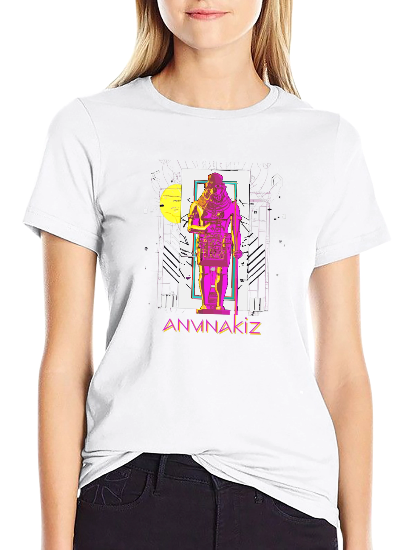 Anunnaki Graphic Tee - Black Cotton Blend T-Shirt