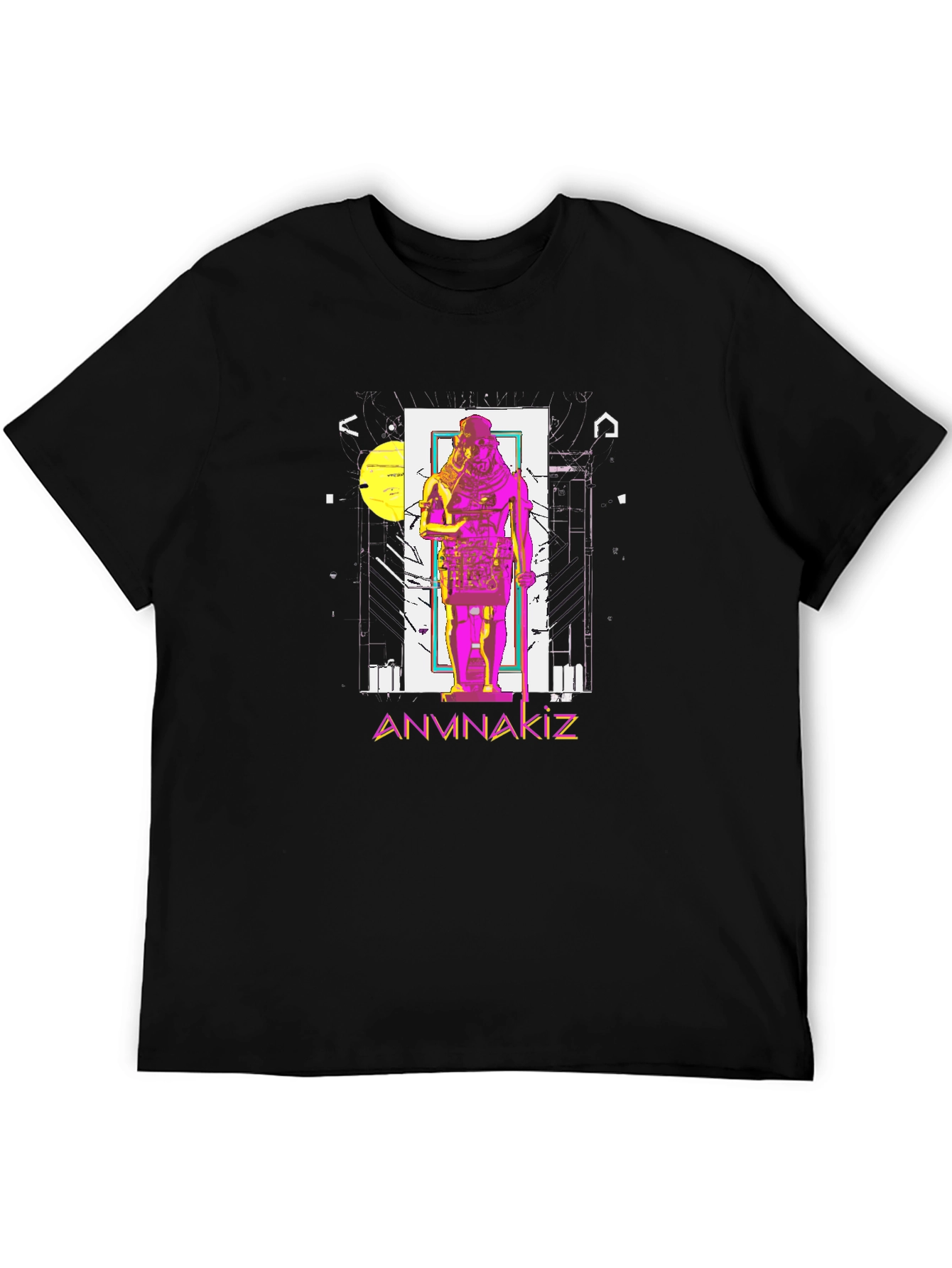 Anunnaki Graphic Tee - Black Cotton Blend T-Shirt