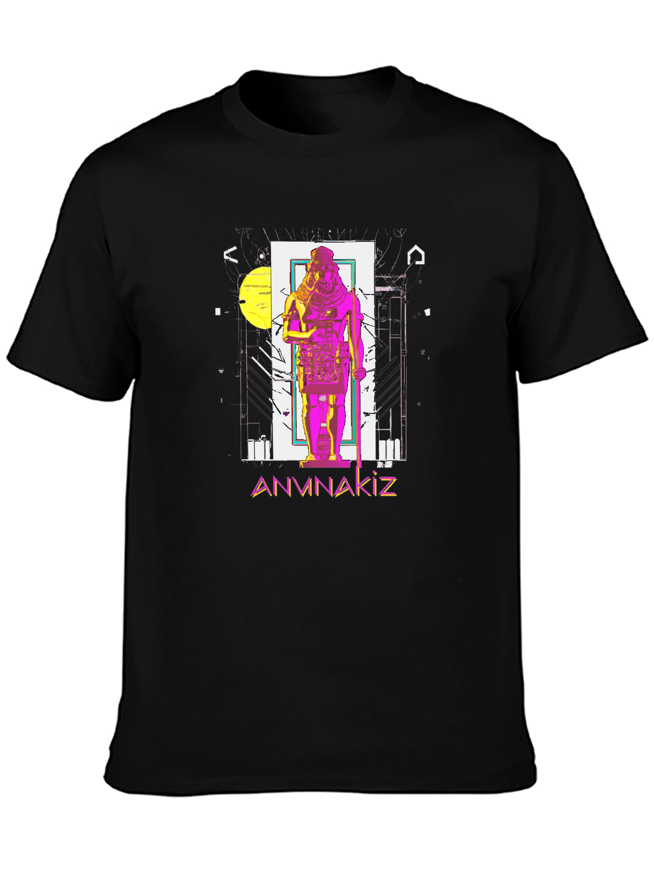 Anunnaki Graphic Tee - Black Cotton Blend T-Shirt