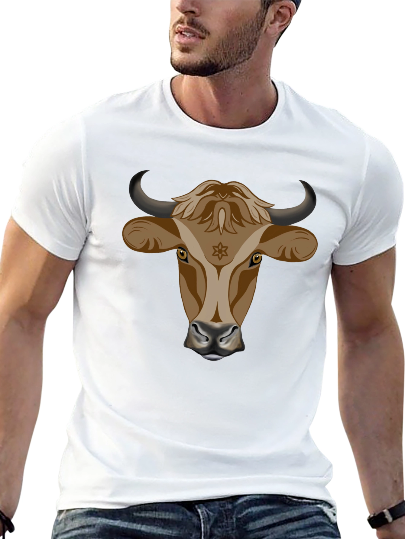 Bull Head Graphic Tee - Stylish Black Cotton T-Shirt