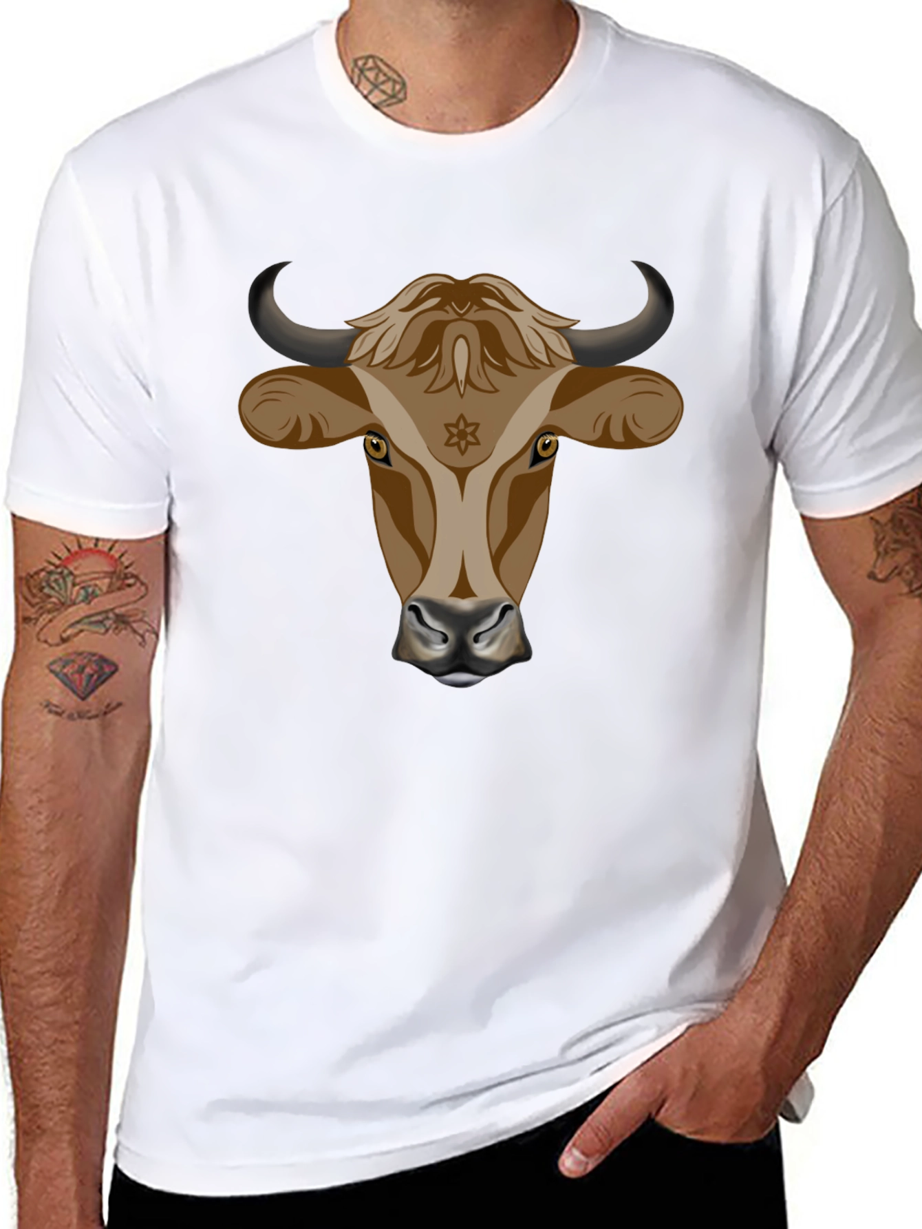 Bull Head Graphic Tee - Stylish Black Cotton T-Shirt