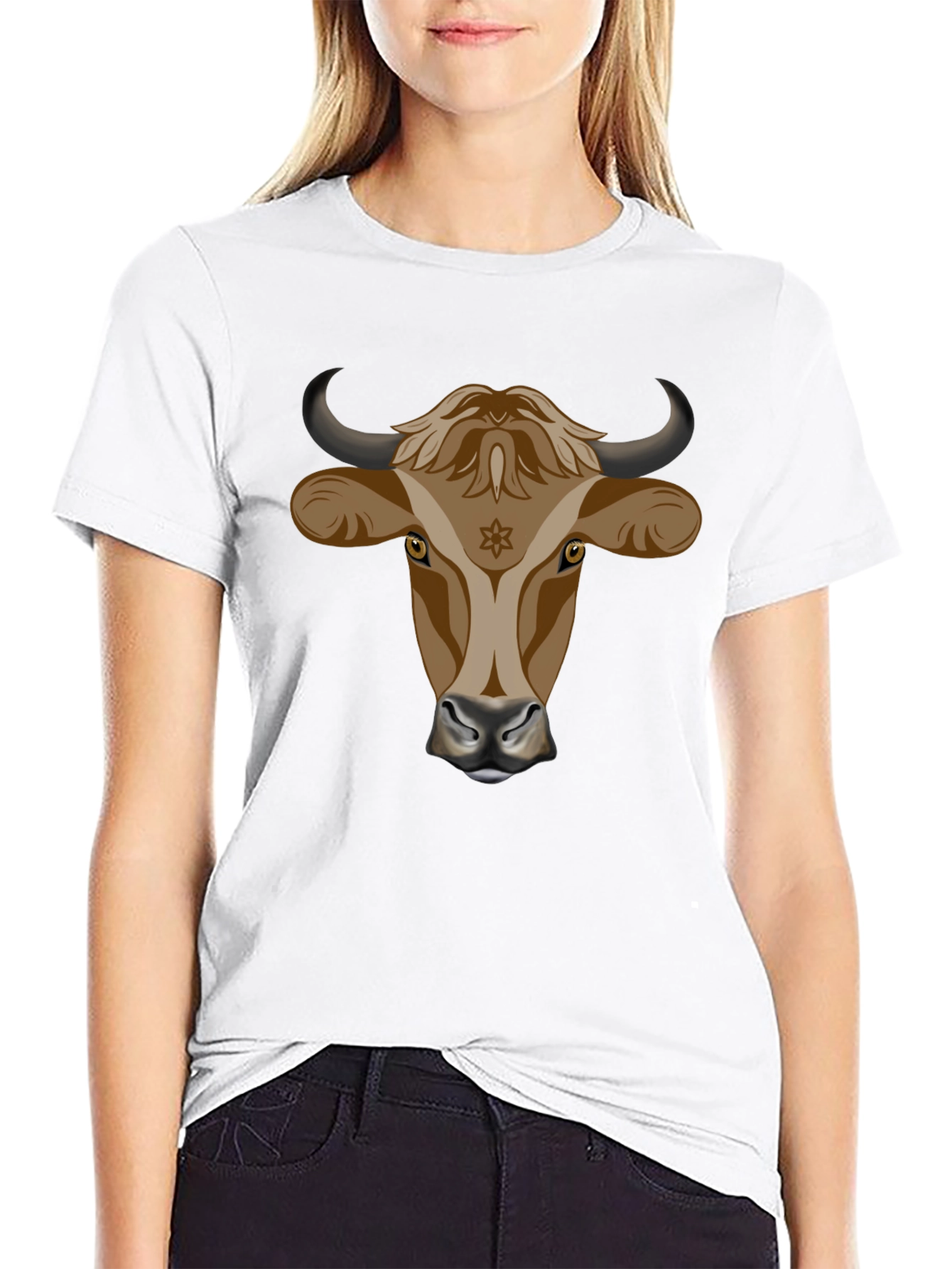 Bull Head Graphic Tee - Stylish Black Cotton T-Shirt
