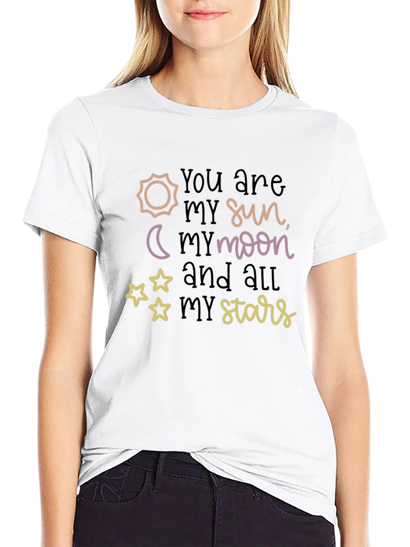 Sun Moon Stars Graphic Print Tee