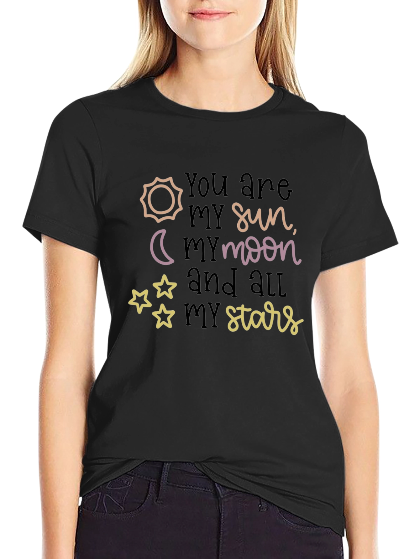 Sun Moon Stars Graphic Print Tee