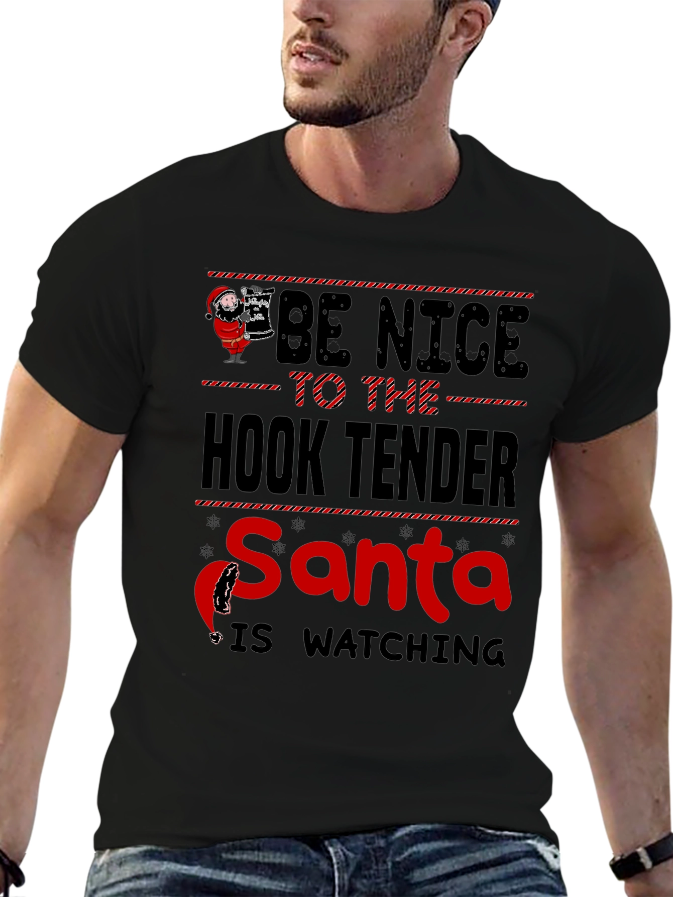 Be Nice to the Hook Tender Santa T-Shirt