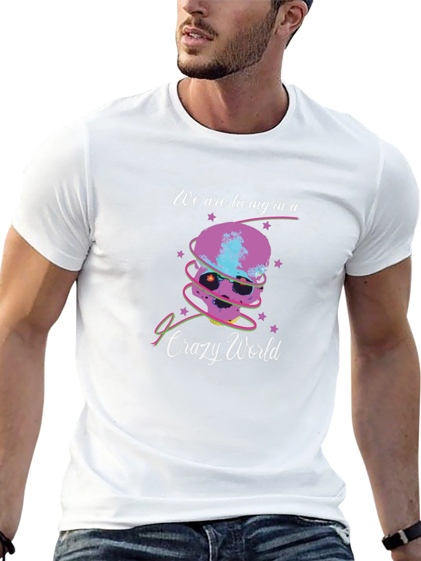 Crazy World Skull Graphic Tee