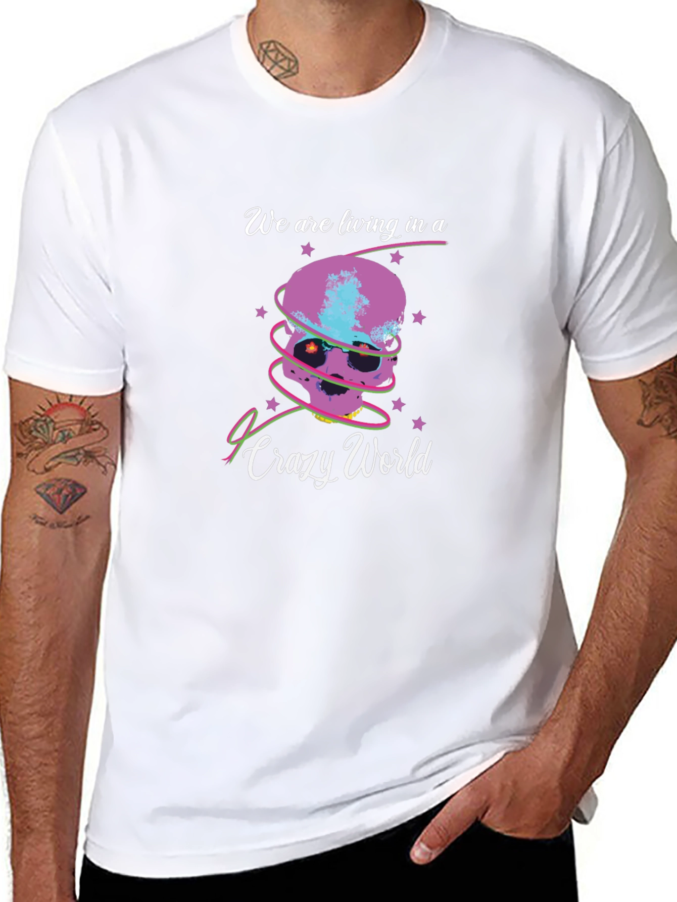 Crazy World Skull Graphic Tee