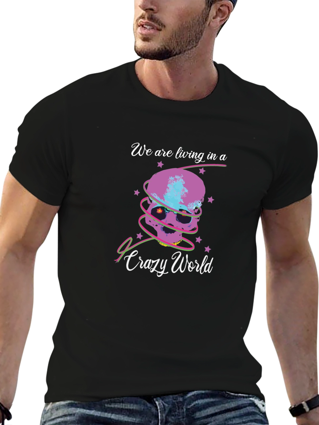 Crazy World Skull Graphic Tee