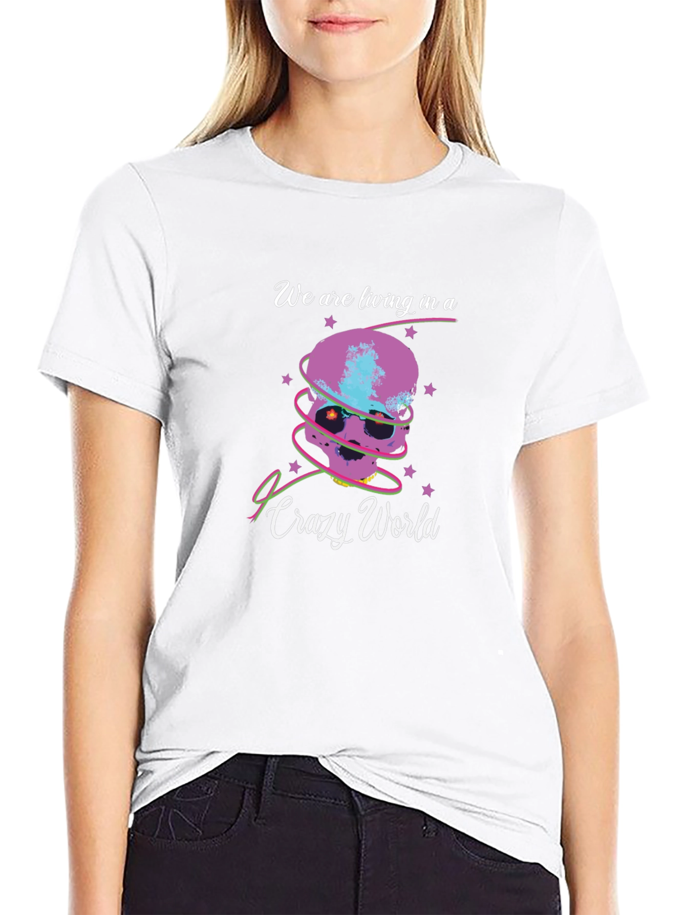 Crazy World Skull Graphic Tee
