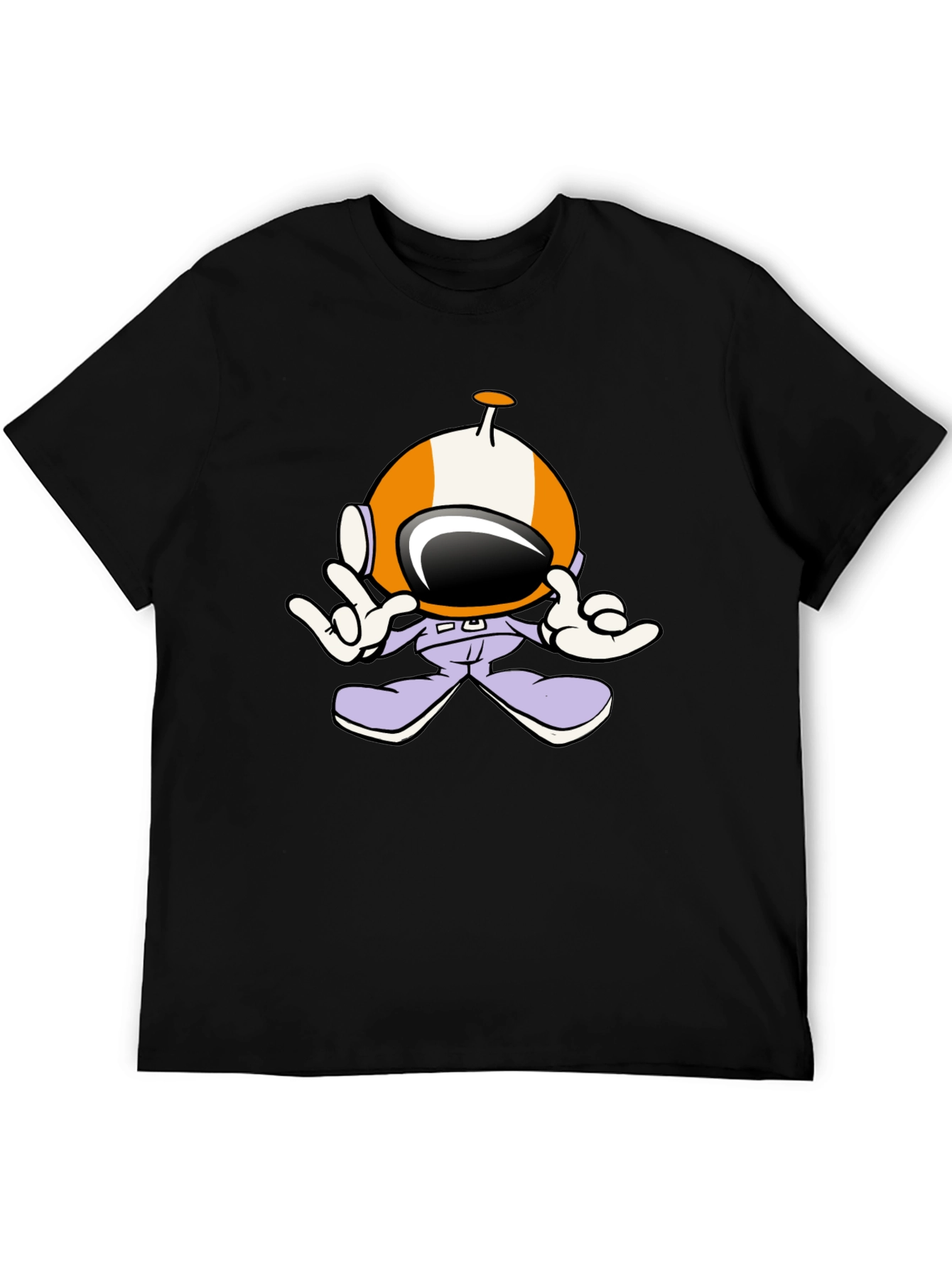 Astronaut Cartoon Black T-Shirt