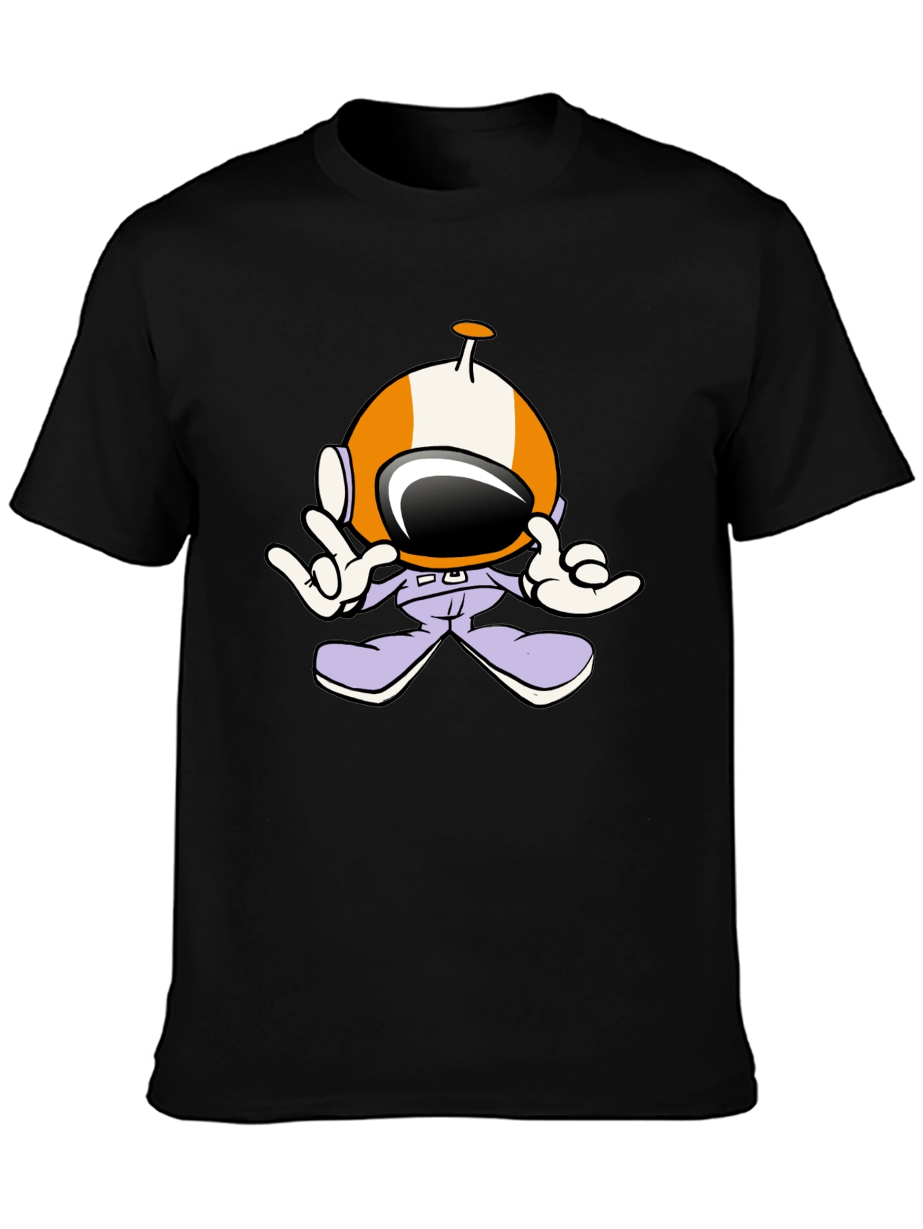 Astronaut Cartoon Black T-Shirt