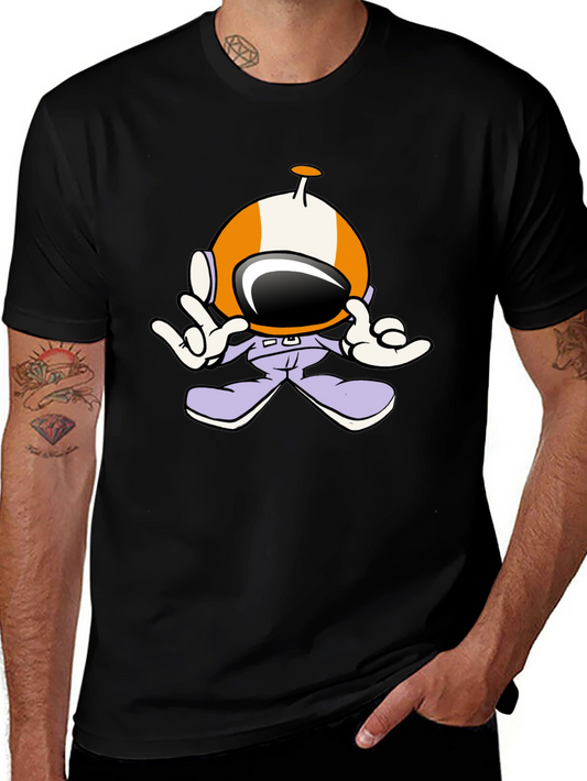 Astronaut Cartoon Black T-Shirt