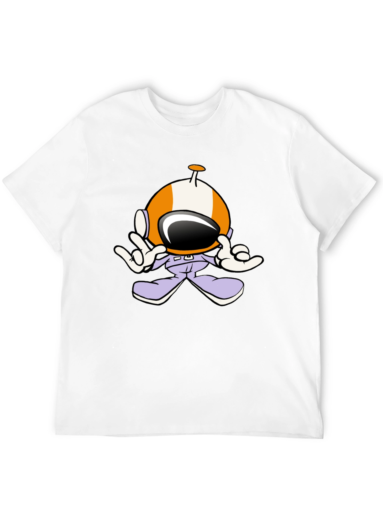 Astronaut Cartoon Black T-Shirt