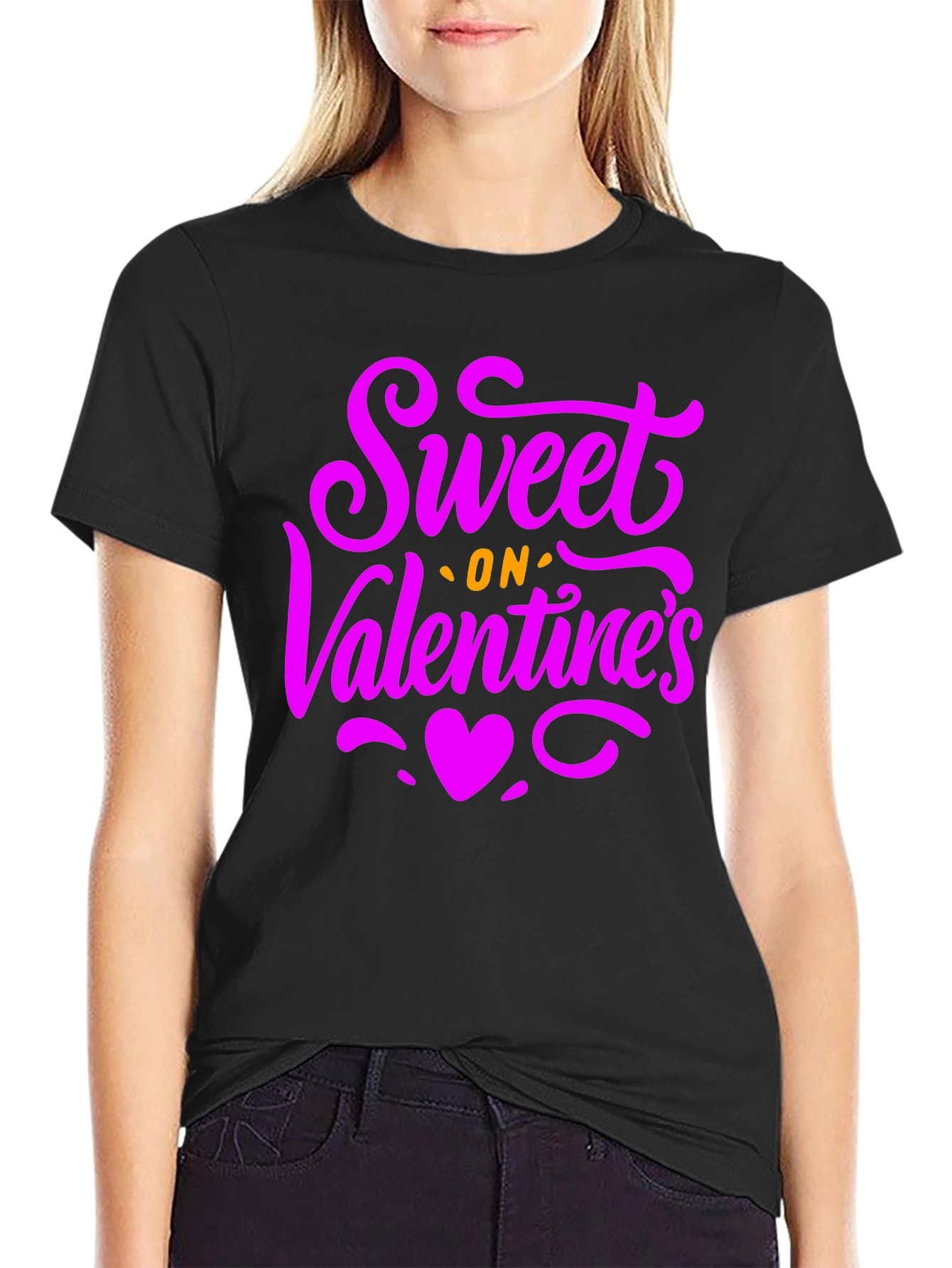 Sweet on Valentines Day Black Graphic T-Shirt