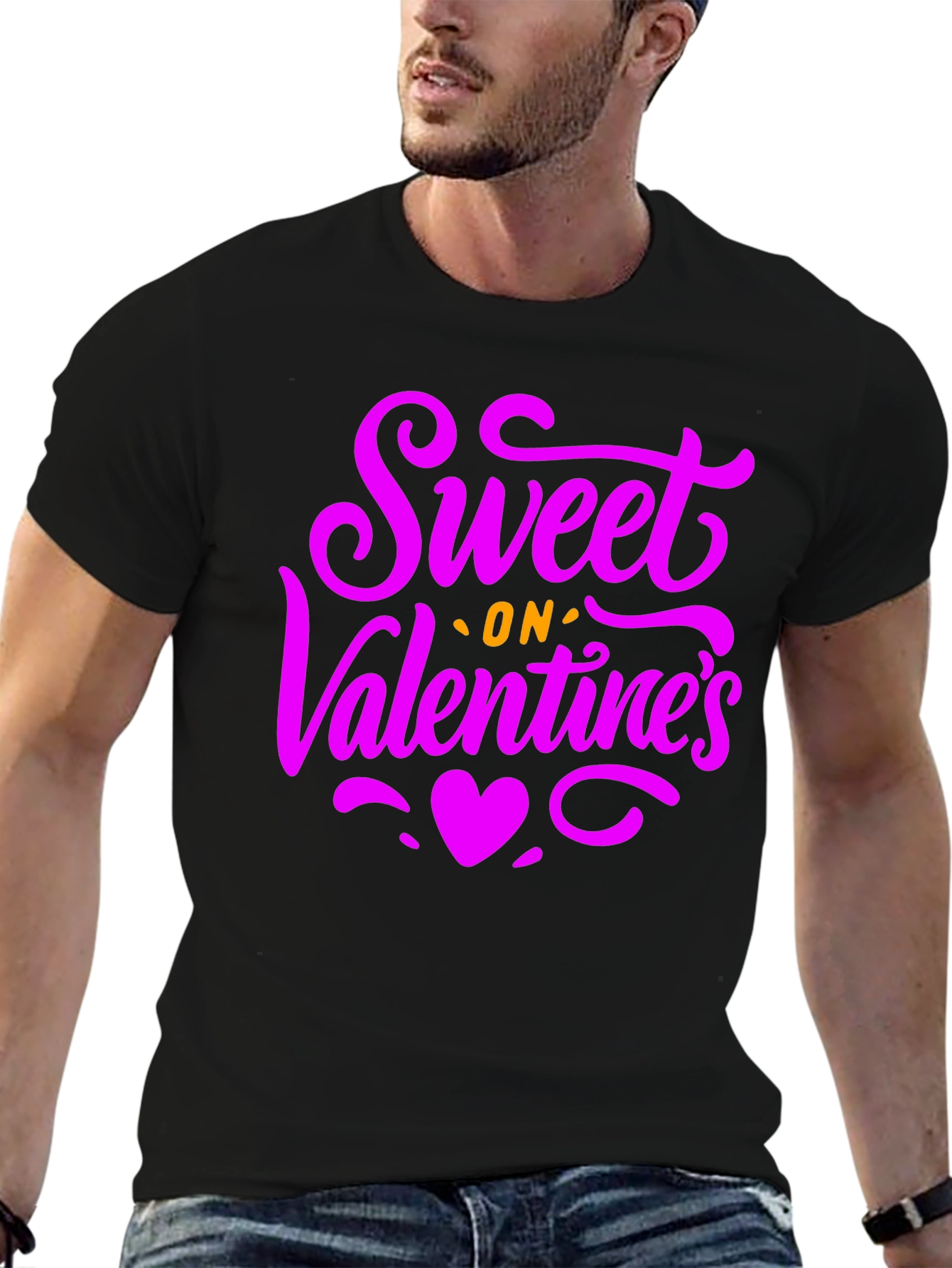 Sweet on Valentines Day Black Graphic T-Shirt