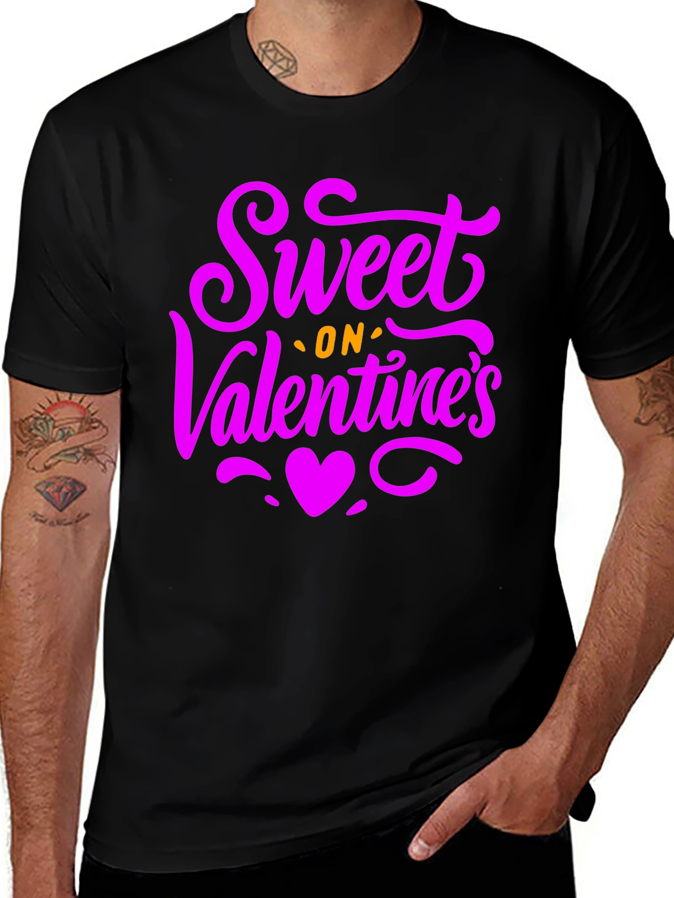 Sweet on Valentines Day Black Graphic T-Shirt