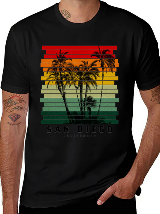 San Diego California Retro Palm Tree T-Shirt