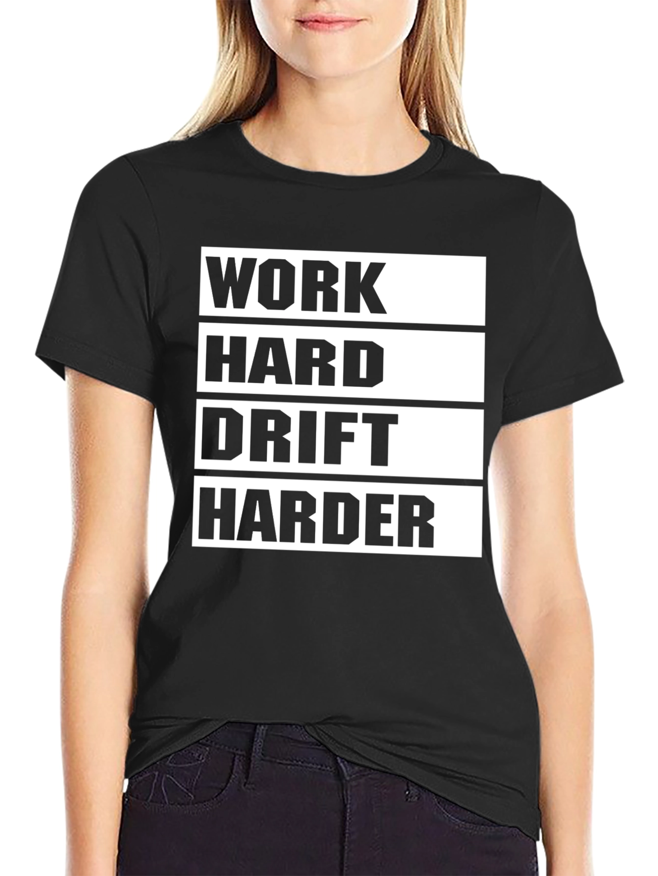 Work Hard Drift Harder Black Graphic Tee