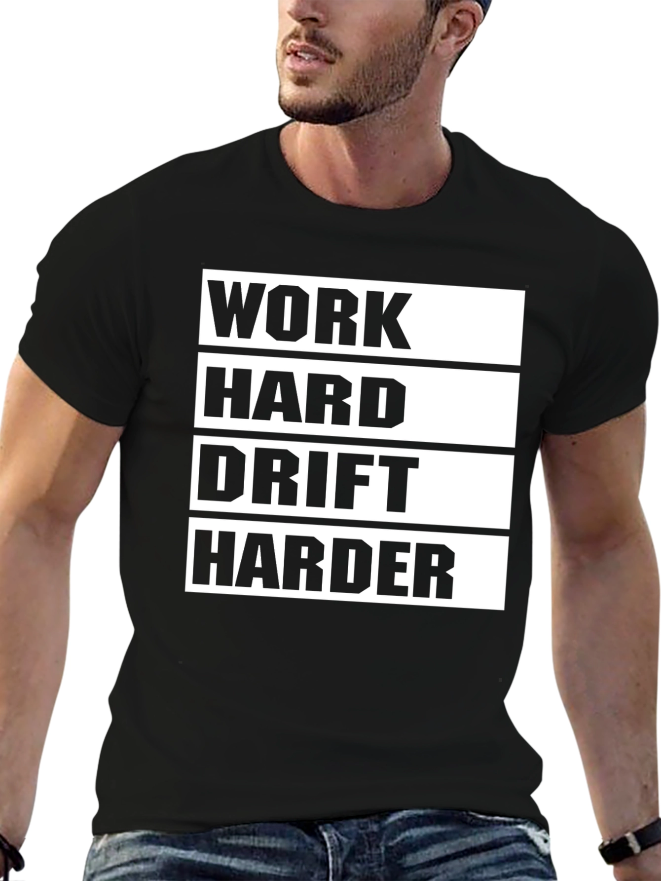 Work Hard Drift Harder Black Graphic Tee