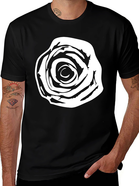 Abstract Rose Graphic Tee - Stylish Black Cotton T-Shirt